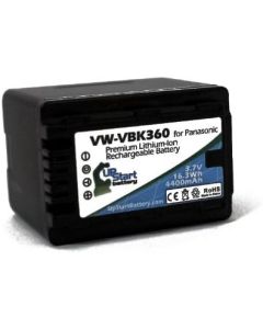 Replacement for Panasonic VW-VBK360 Digital Camera Battery Replacement (4400mAh, 3.7V, Lithium-Ion) - Compatible with Panasonic HC-V10, HC-V700, SDR-S50, HDC-TM90, HDC-SD90, HDC-TM80, SDR-H85, HC-V100