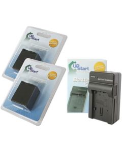 2 Pack - Replacement for Canon HG30 Battery + Charger - Compatible with Canon BP-827 Digital Camcorder Battery and Charger (Decoded 3400mAh 7.4V Lithium-Ion)