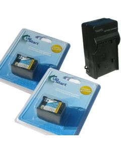 2 Pack - Replacement for Canon VIXIA HF20 Battery + Charger - Compatible with Canon BP-809 Digital Camcorder Battery and Charger (Decoded 890mAh 7.4V Lithium-Ion)