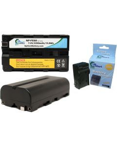 2 Pack - Replacement for Yongnuo YN160 Battery + Charger - Compatible with Yongnuo YN160 LED Video Light Battery and Charger (2200mAh 7.2V Lithium-Ion)
