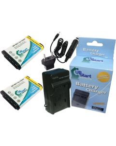 2 Pack - Replacement for Sony DSC-WX300/B Battery + Charger with Car & EU Adapters - Compatible with Sony NP-BX1 Digital Camera Battery and Charger (1240mAh 3.7V Lithium-Ion)