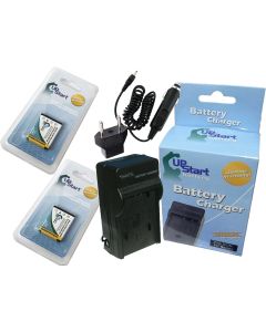 2 Pack - Replacement for Kodak PixPro FZ51 Battery + Charger with Car & EU Adapters - Compatible with Kodak KLIC-7006 Digital Camera Battery and Charger (800mAh 3.7V Lithium-Ion)